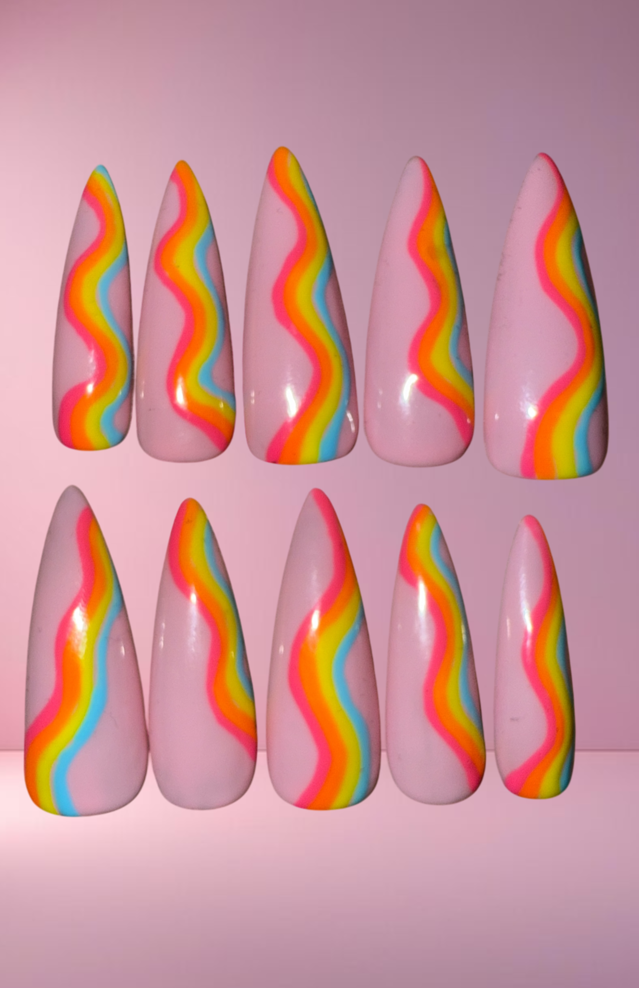 "Rainbow Bright" Press-On Nail Set, Medium