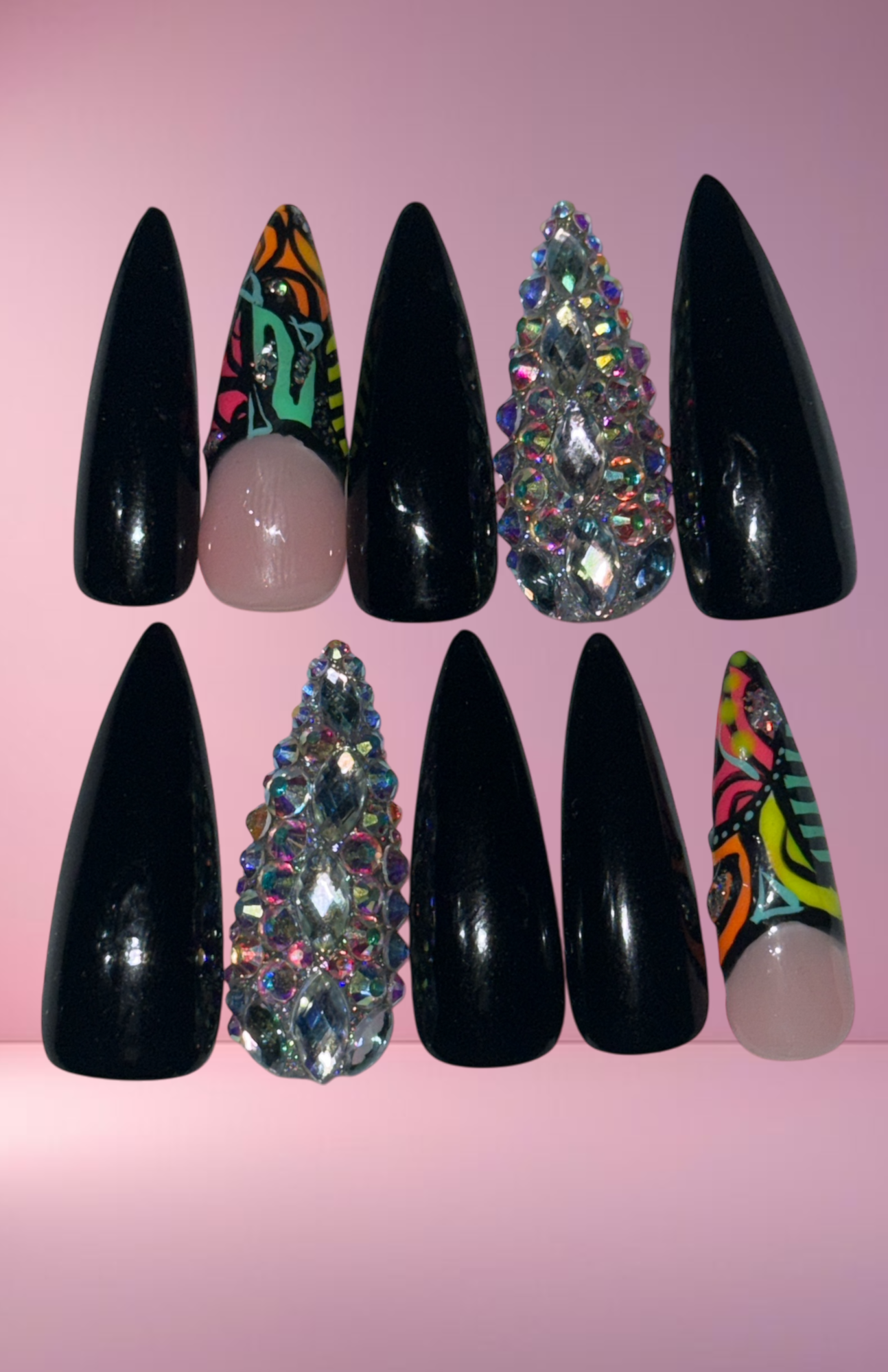 "Black Widow" Press-On Nail Set, Medium