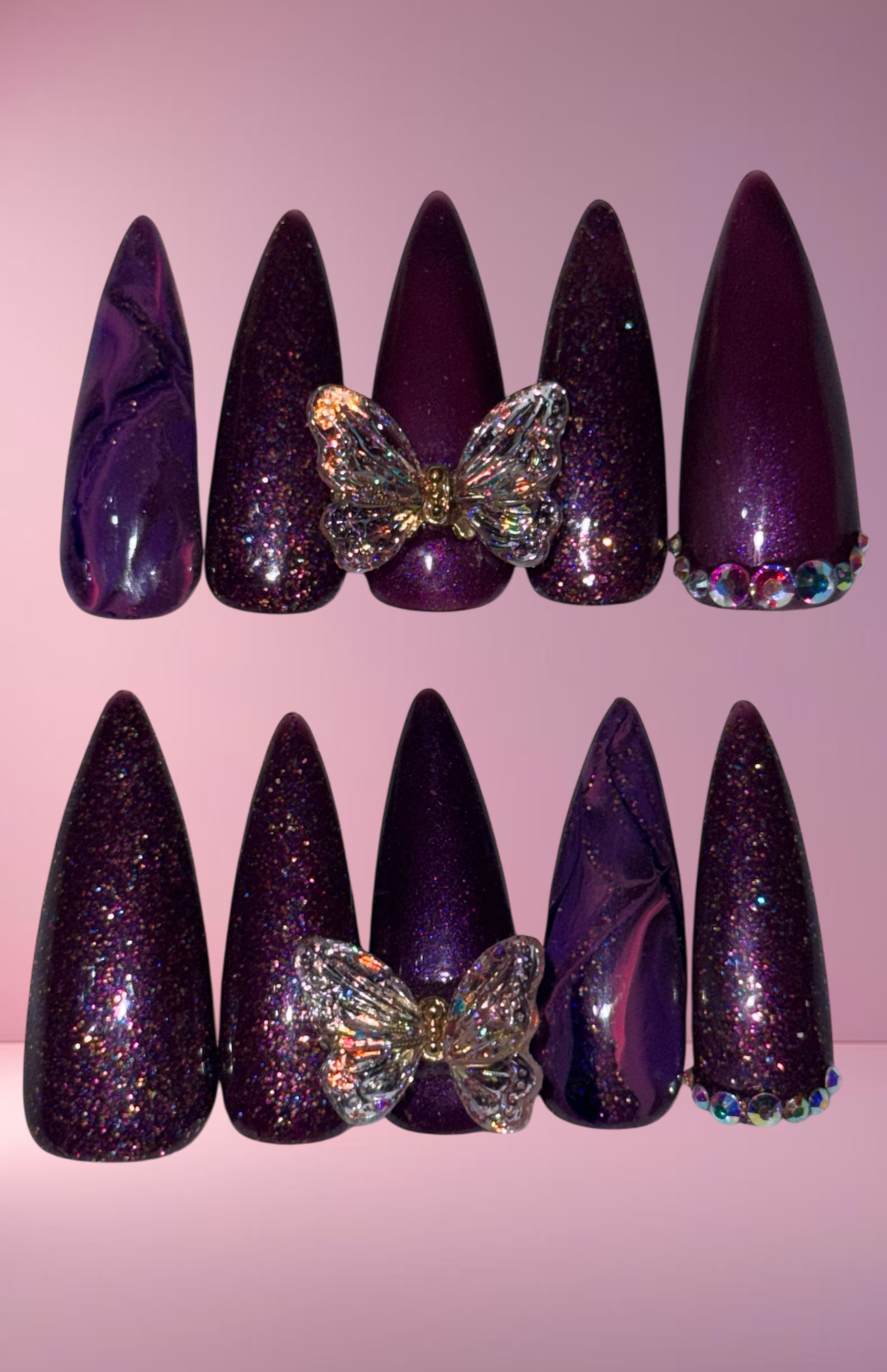 "Butterfly Dreams" Press-On Nail Set, Medium