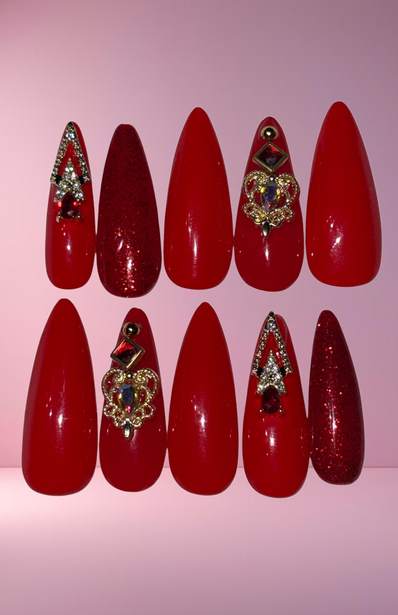"Red Rum" Press-On Nail Set, Medium