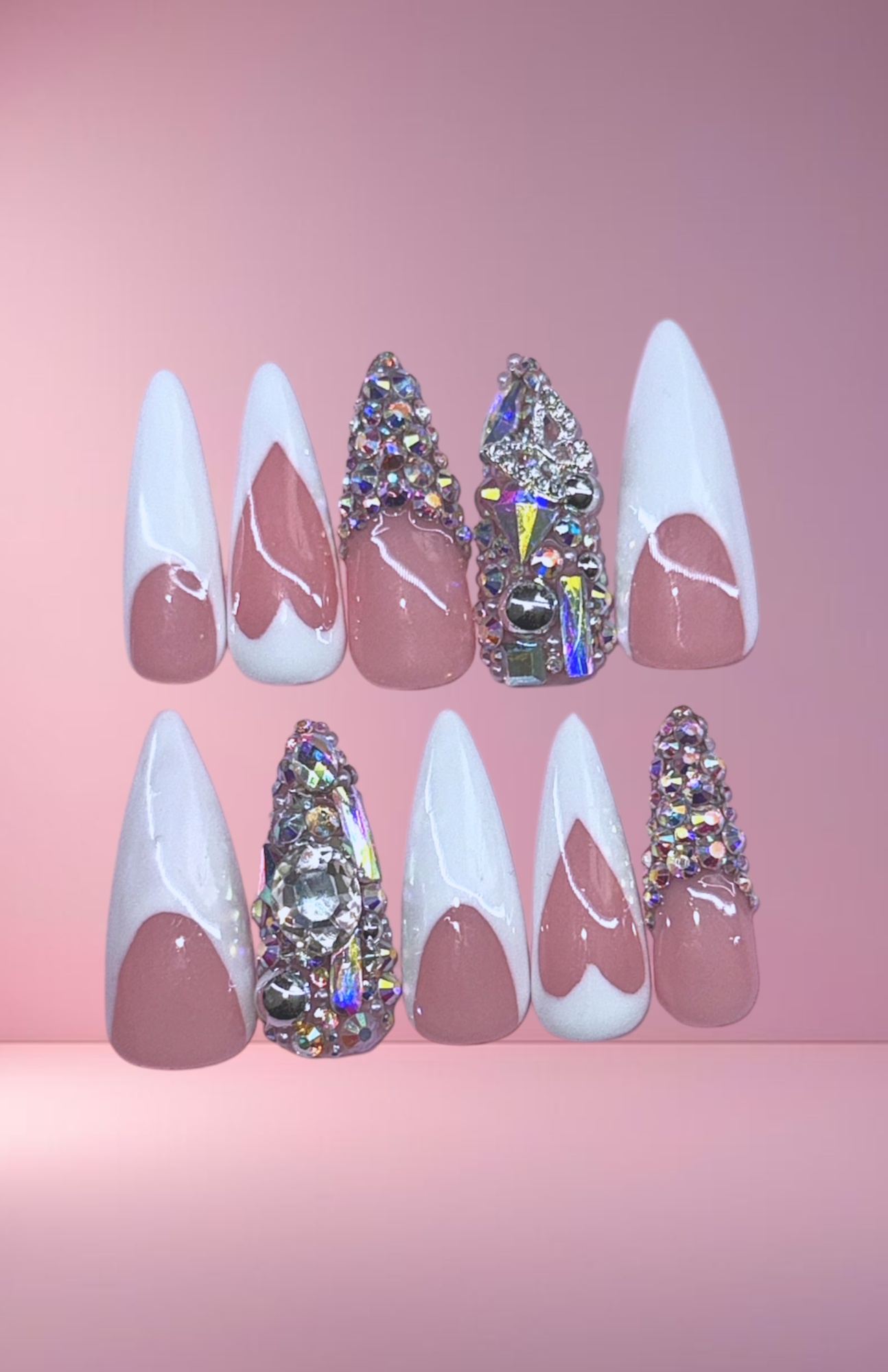 "White Wash" Press-On Nail Set, Medium